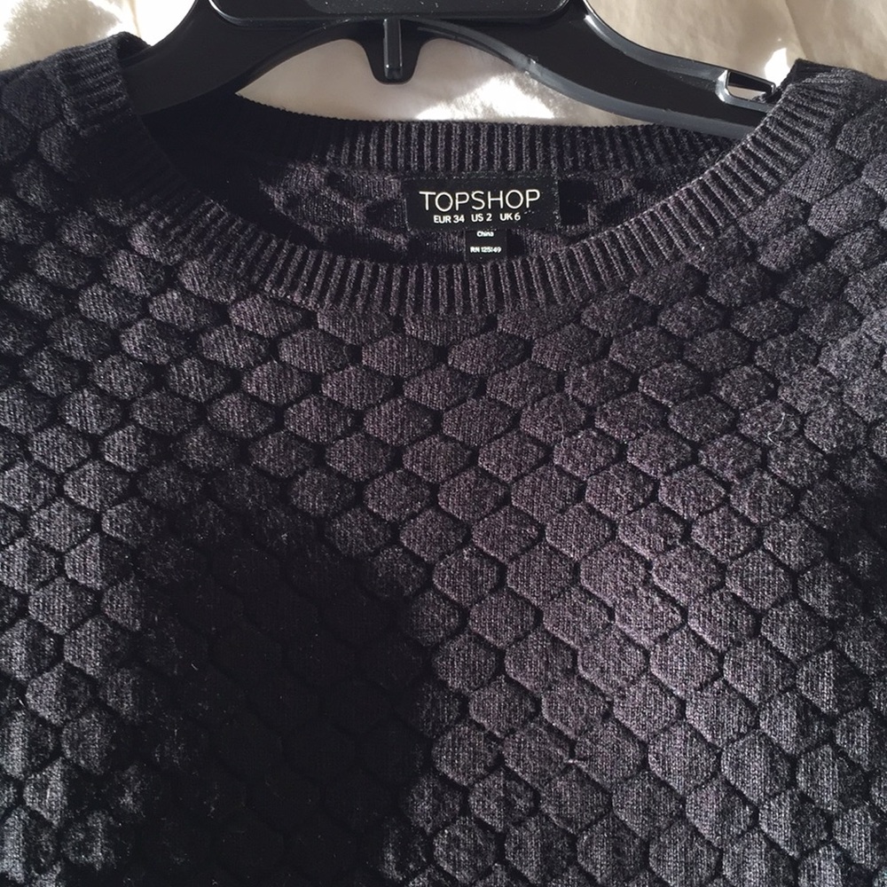 Topshop Black Textured Knit Sweater - Women's Top